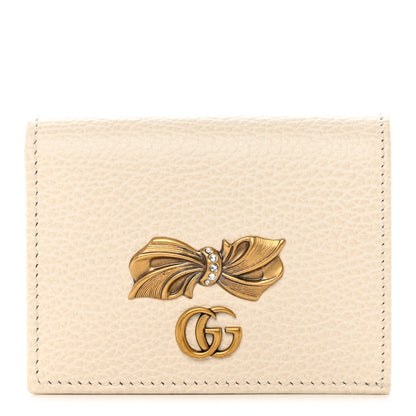 Gucci Calfskin GG Marmont Bow Card Case White 1 of 7