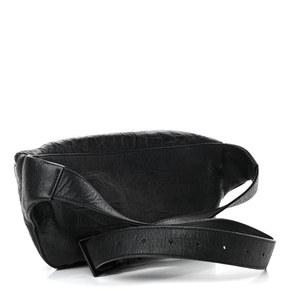 Saint Laurent Calfskin Crocodile Embossed Monogram Belt Bag Black 2 of 4