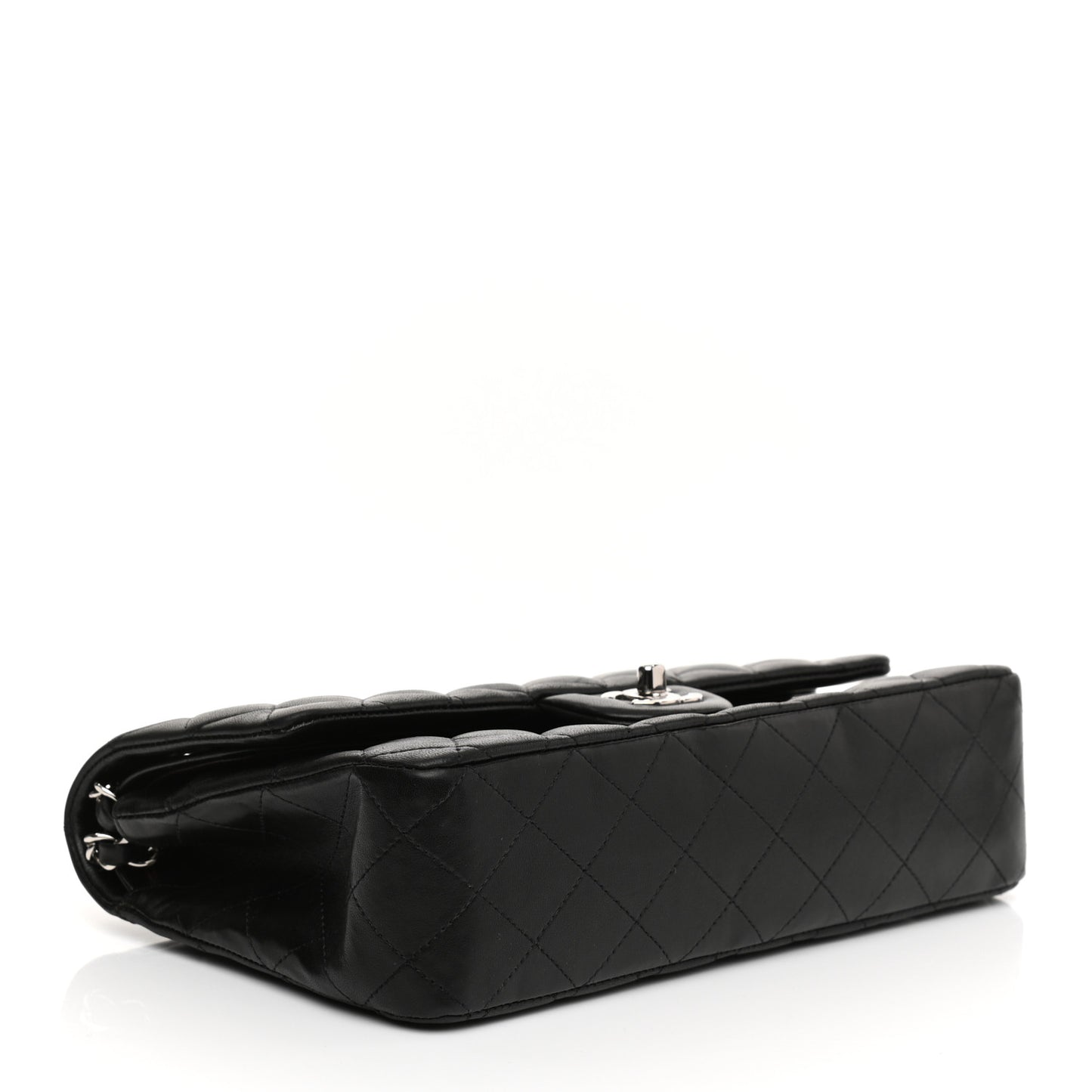 Lambskin Quilted Medium Double Flap Black
