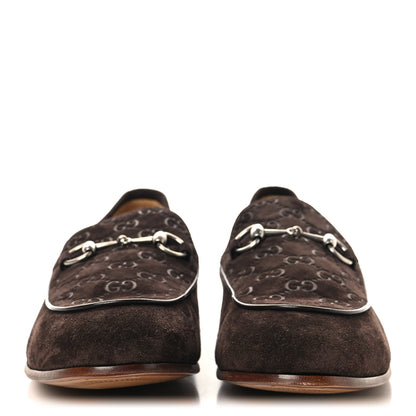 Gucci Luxury Suede GG Monogram Horsebit Mens Jordy Loafers 12 Night Cocoa 5 of 20