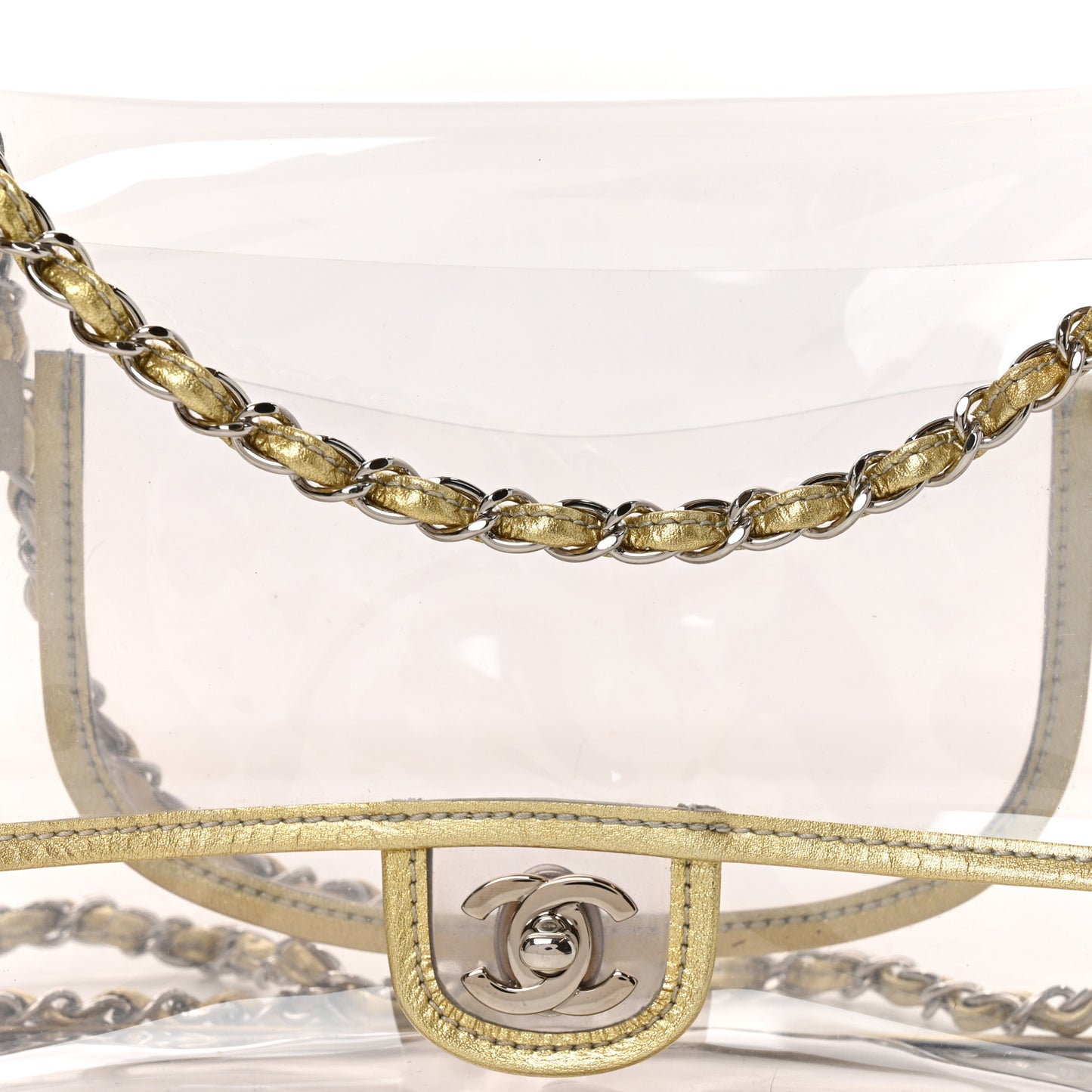Metallic Lambskin PVC Medium Naked Flap Gold