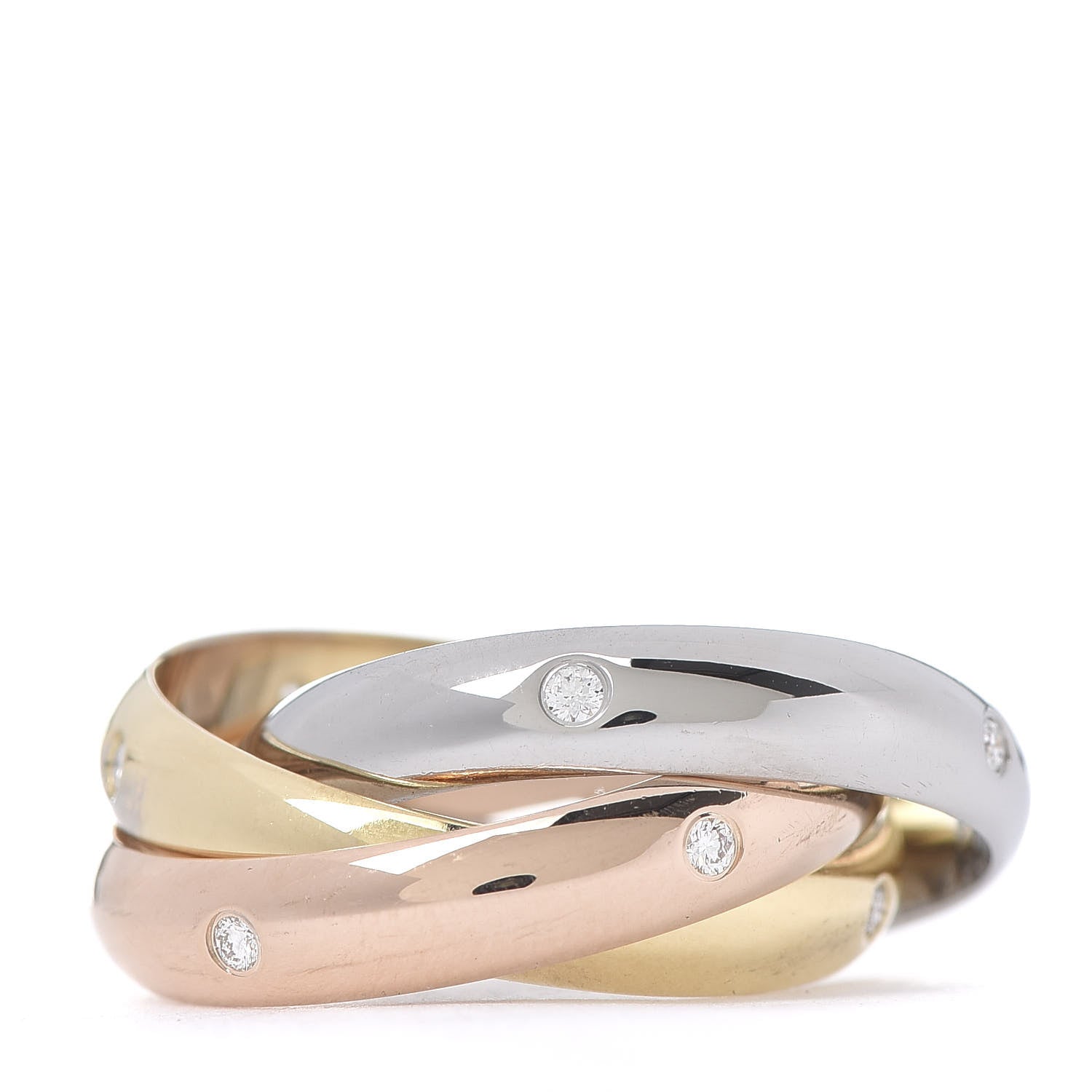 Cartier 18K Pink Yellow White Gold Diamond Trinity Ring 53 6.25 3 of 7