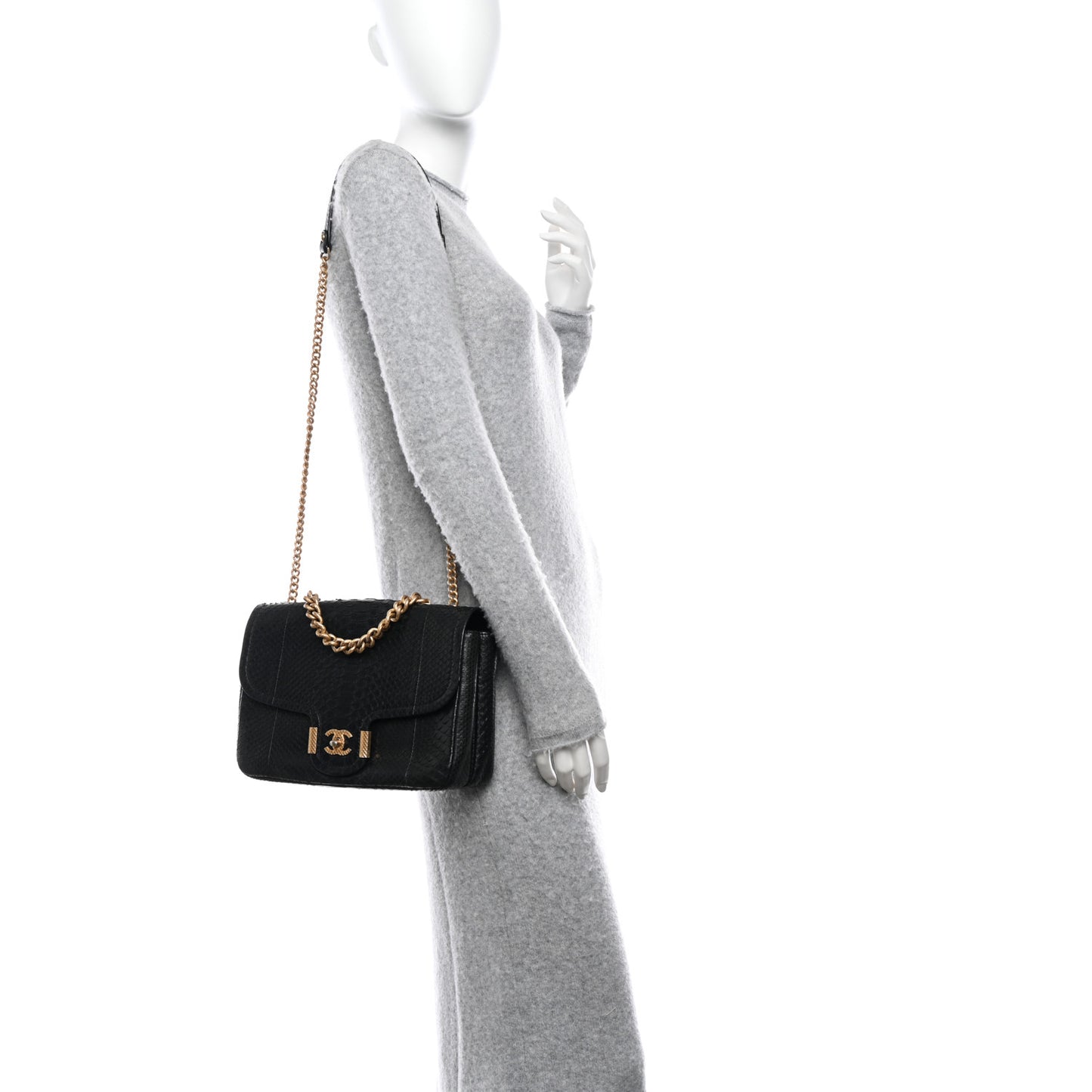 Snakeskin CC Flap Black