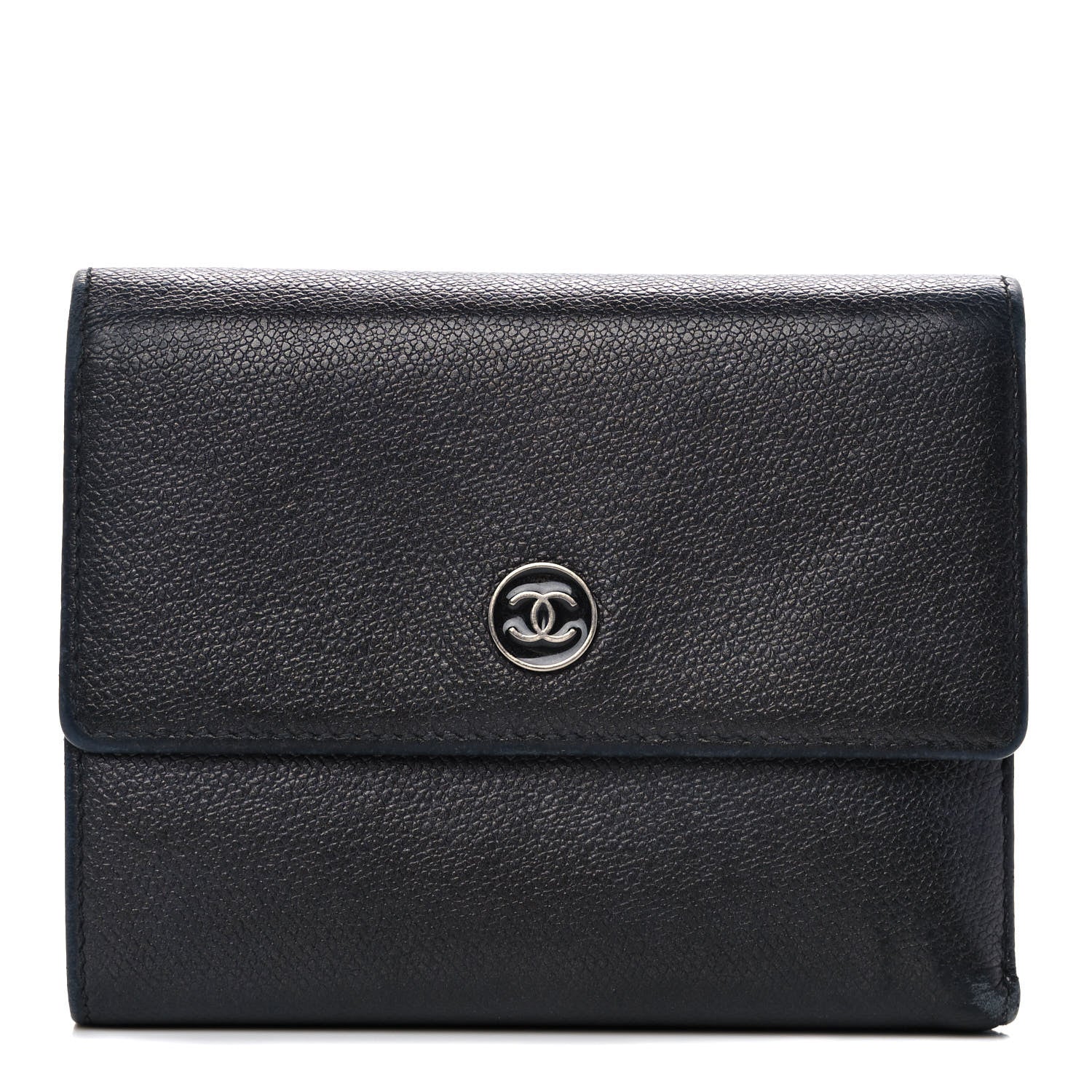 Chanel Grained Calfskin CC Button Flap Wallet Black 1 of 17