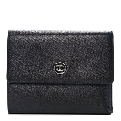 Chanel Grained Calfskin CC Button Flap Wallet Black 1 of 17