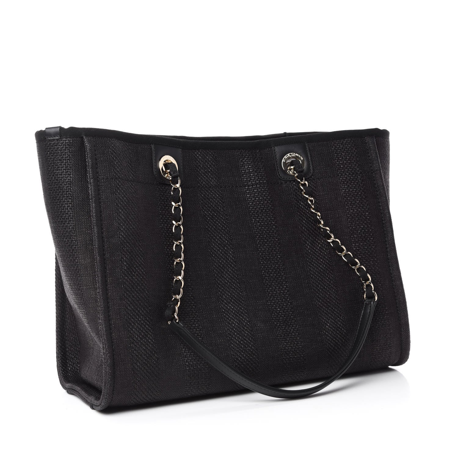 Chanel Mixed Fibers Calfskin Small Deauville Tote Black 3 of 13