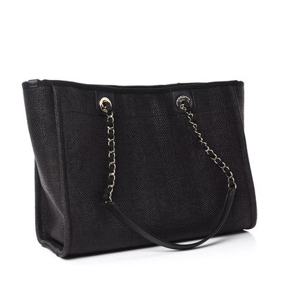 Chanel Mixed Fibers Calfskin Small Deauville Tote Black 3 of 13