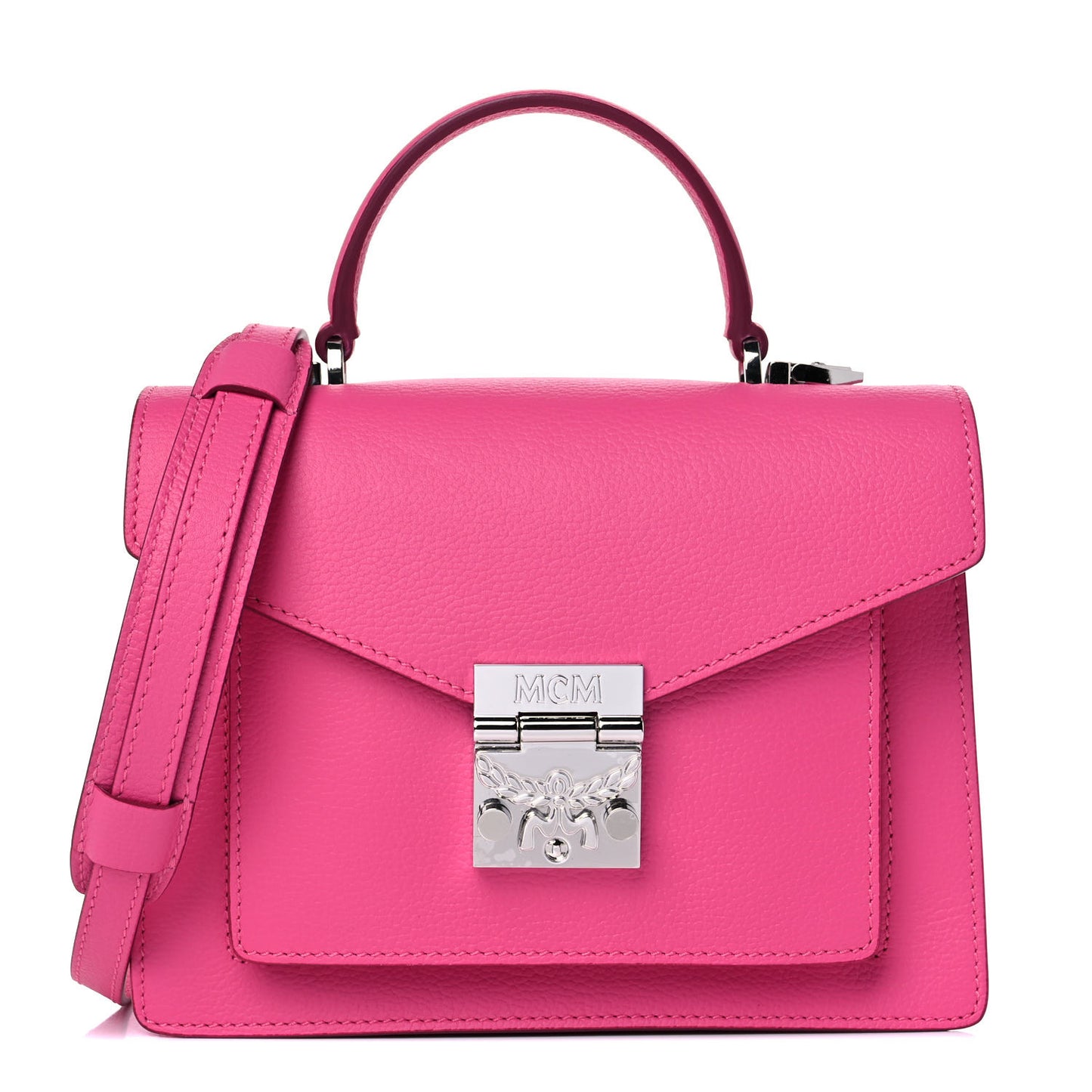 Grained Calfskin Small Patricia Satchel Sugar Pink