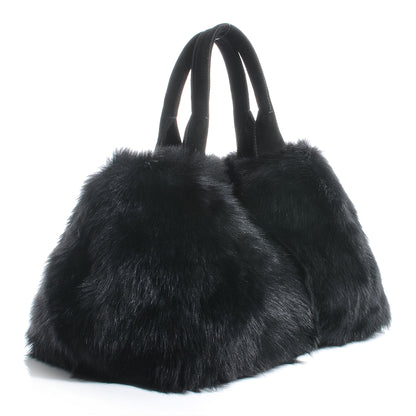 Prada Eco Lapin Faux Fur Handbag Black 3 of 9
