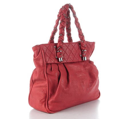 Chanel Distressed Lambskin Lady Braid Tote Red 3 of 8
