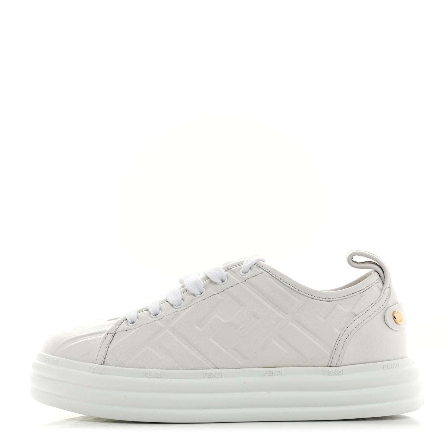 Fendi Nappa FF Embossed Rise Low Top Sneakers 36 White 1 of 9