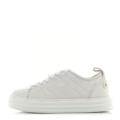 Fendi Nappa FF Embossed Rise Low Top Sneakers 36 White 1 of 9