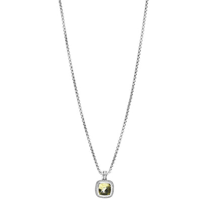 David Yurman Sterling Silver 14K Yellow Gold Diamond Lemon Citrine 11mm Albion Enhancer Pendant Necklace 1 of 4