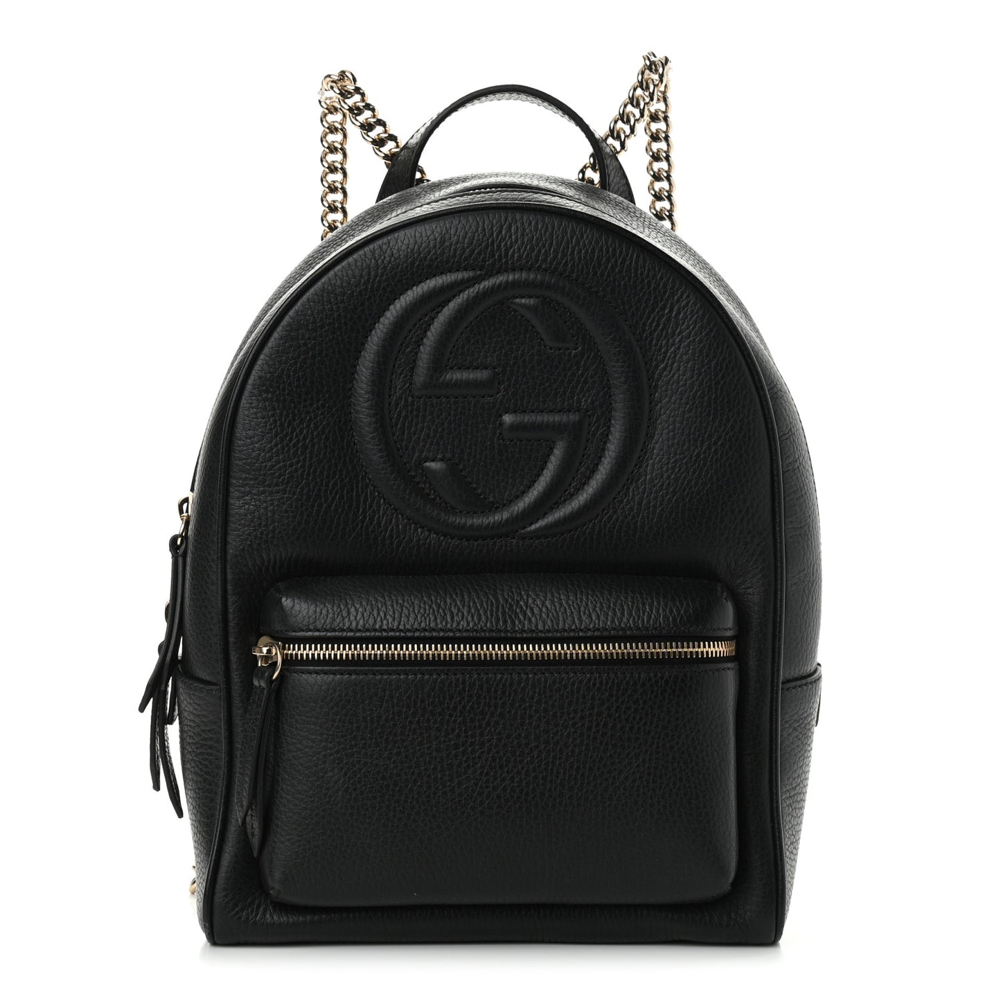Pebbled Calfskin Soho Chain Backpack Black