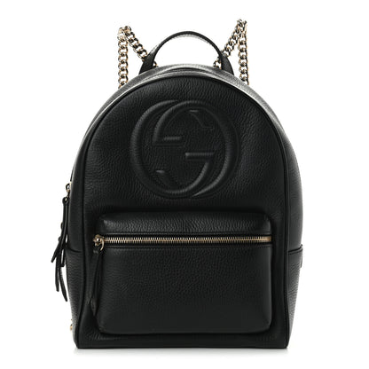 Gucci Pebbled Calfskin Soho Chain Backpack Black 1 of 14