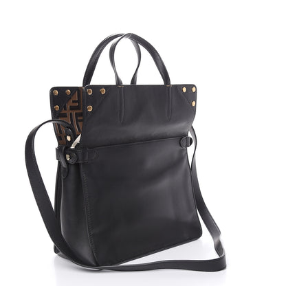 Fendi Vitello Grace Bi-Color FF 1974 Embossed Flip Tote Black Maya 5 of 14