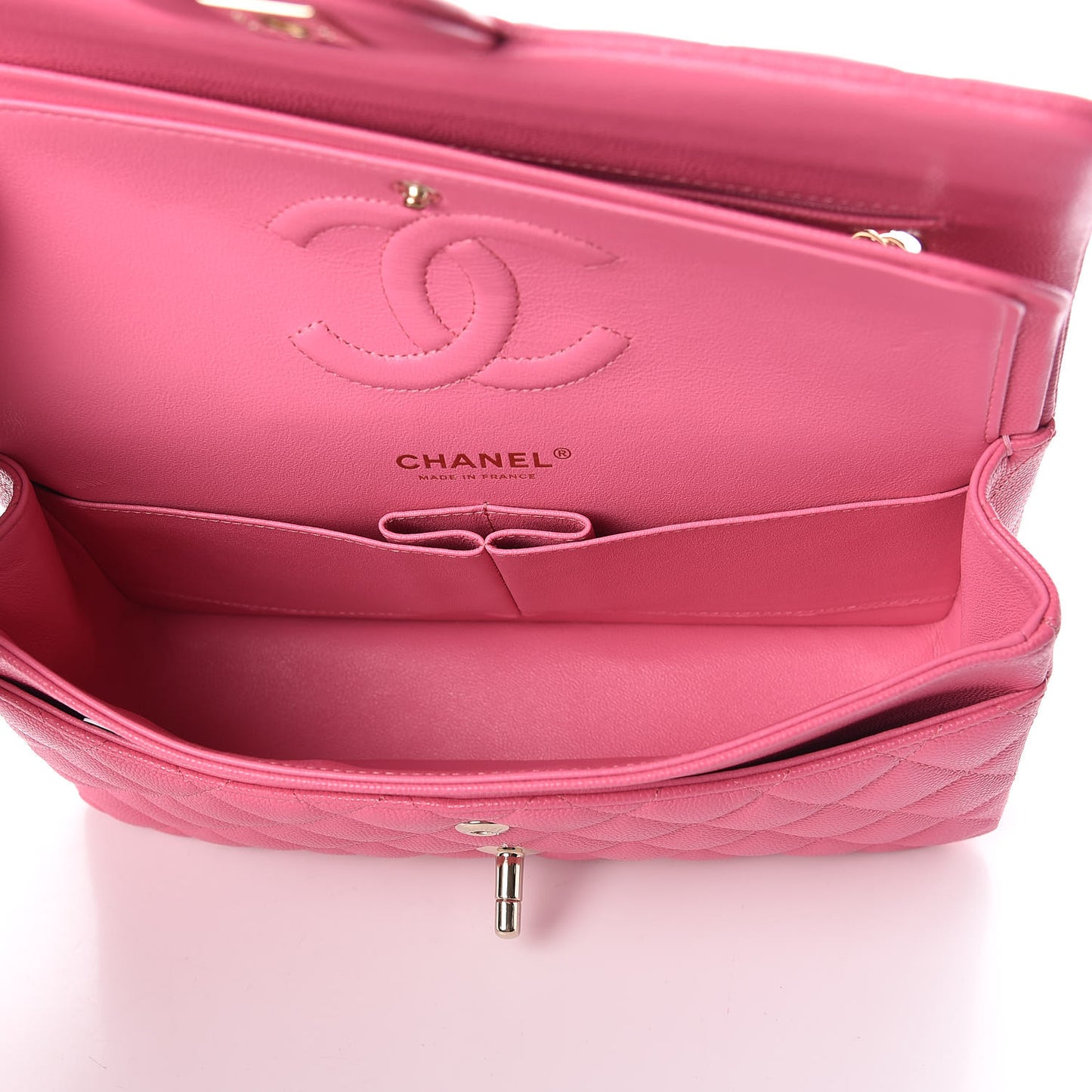 Caviar Quilted Medium Double Flap Pink