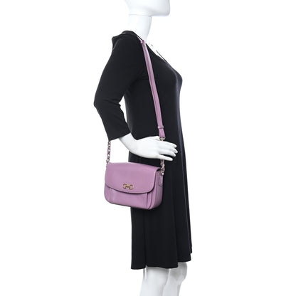 Salvatore Ferragamo Saffiano Sandrine Shoulder Bag Purple 2 of 11