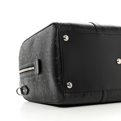 Gucci Calfskin GG Tennis Embossed Duffle Bag Black 6 of 8