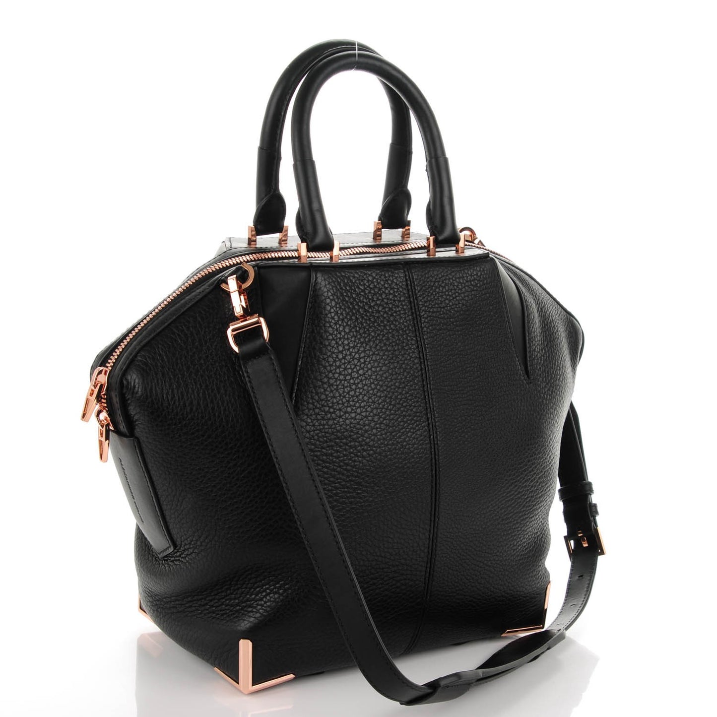 Pebbled Calfskin Small Emile Soft Black Rose Gold Hardware