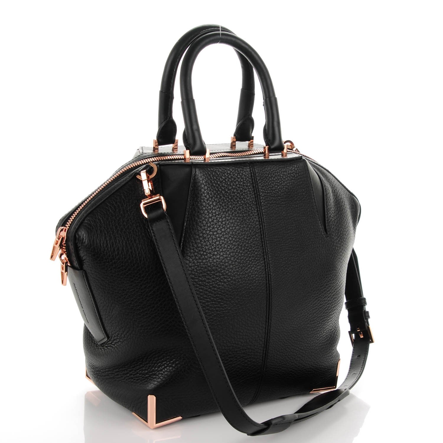 Alexander Wang Pebbled Calfskin Small Emile Soft Black Rose Gold Hardware 3 of 8