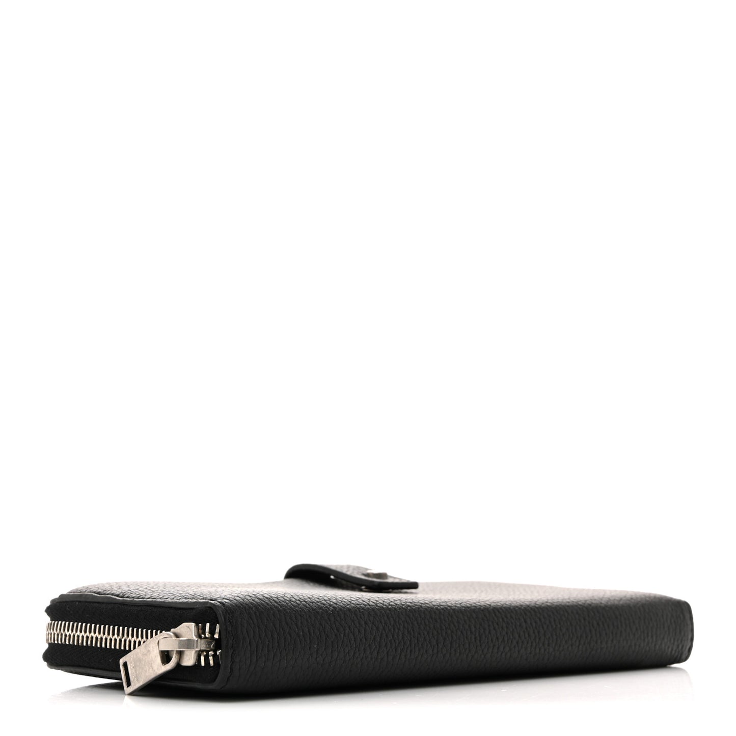 Grained Calfskin Classic Zip Around Snap Wallet Black