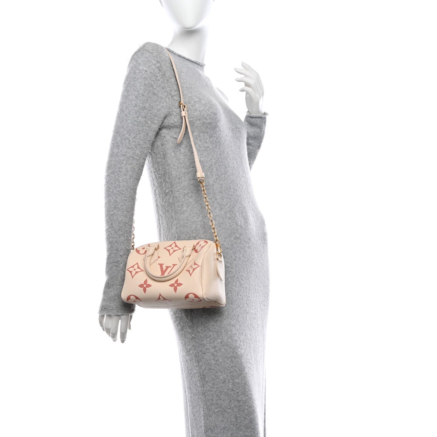 LOUIS VUITTON Empreinte Monogram Giant Speedy Bandouliere 20 Creme Rose Trianon