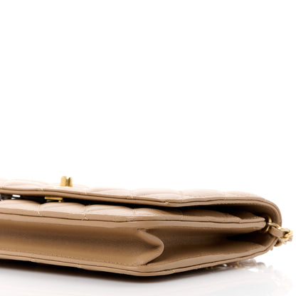 Chanel Lambskin Quilted CC Pearl Crush Wallet on Chain WOC Beige 11 of 12