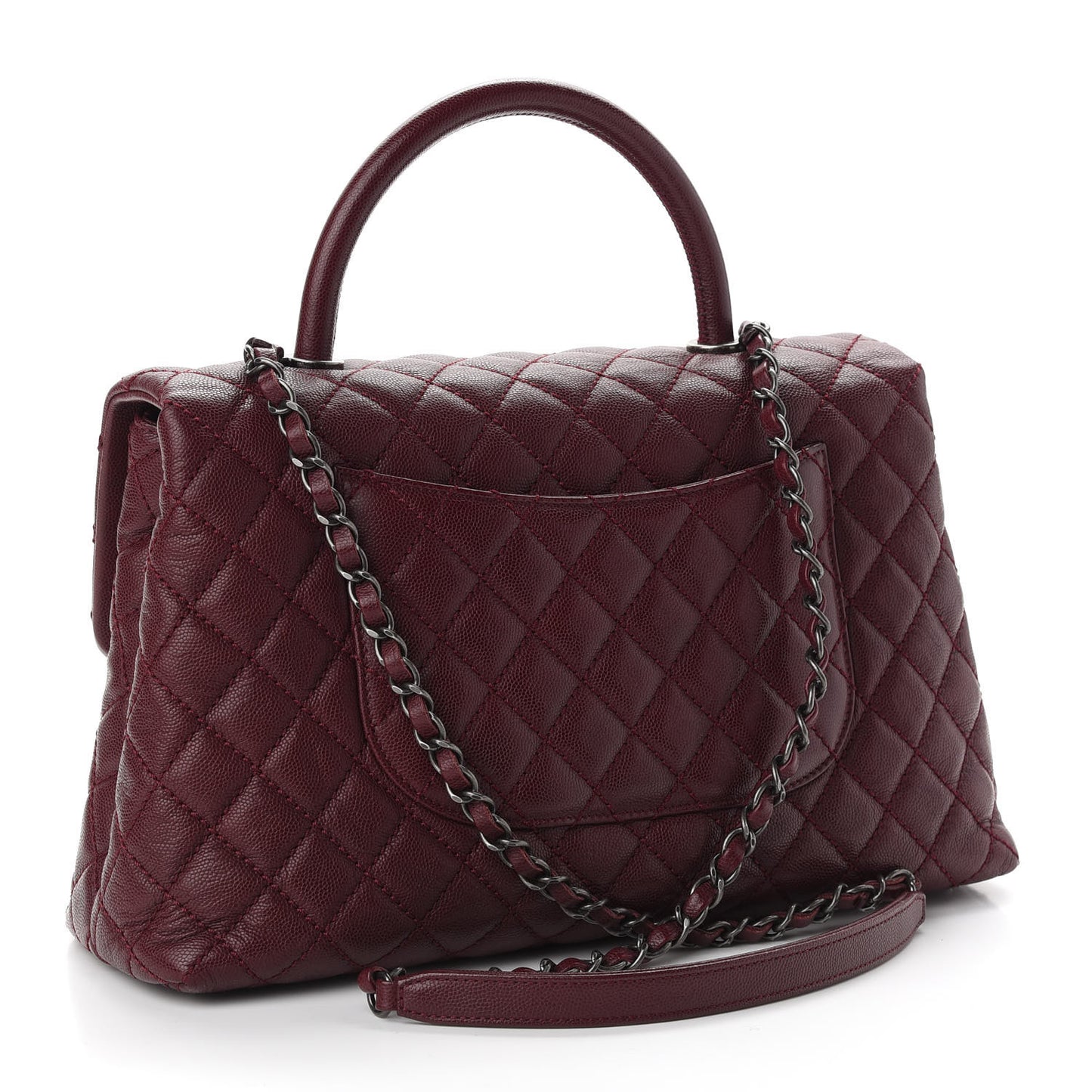 Caviar Quilted Medium Coco Handle Flap Burgundy