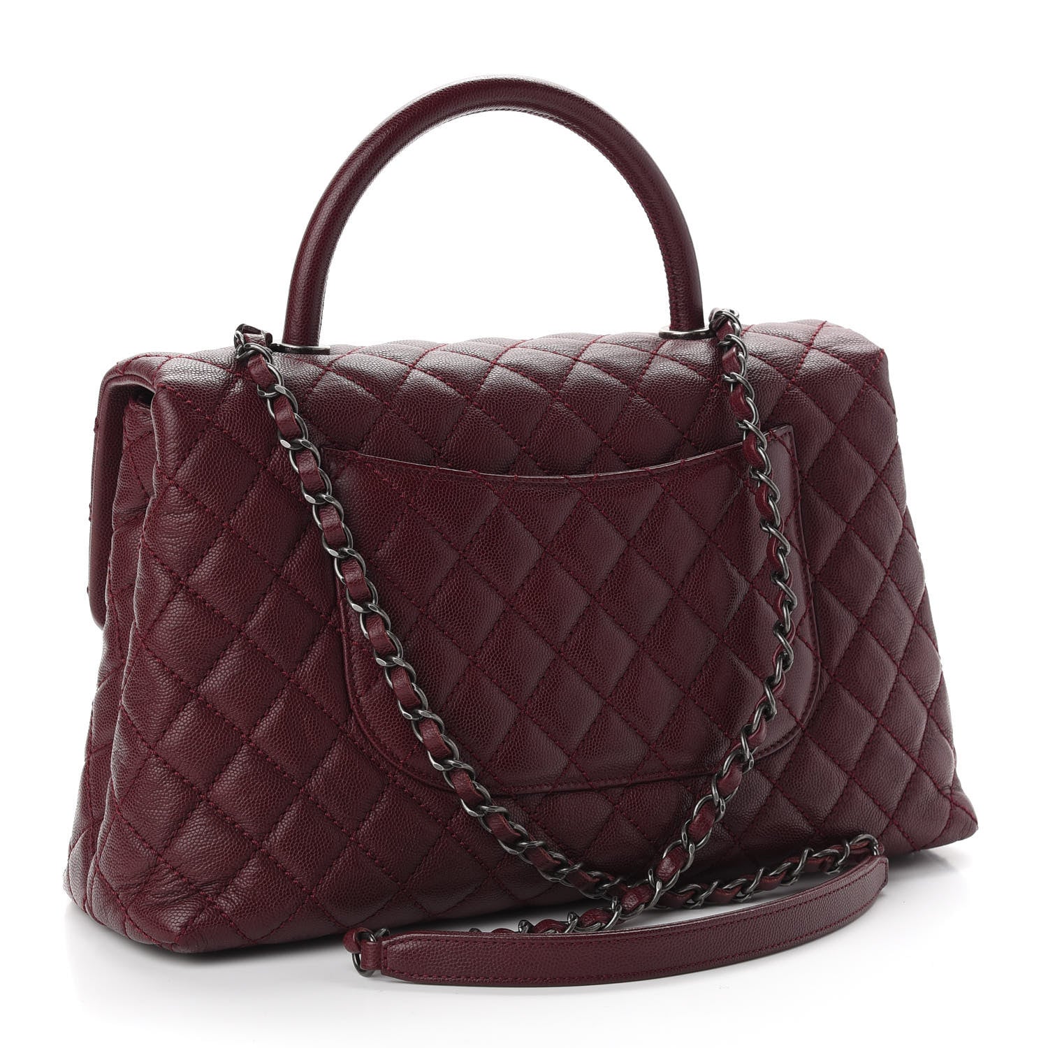 Chanel Caviar Quilted Medium Coco Handle Flap Burgundy 2 of 10