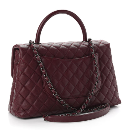 Chanel Caviar Quilted Medium Coco Handle Flap Burgundy 2 of 10