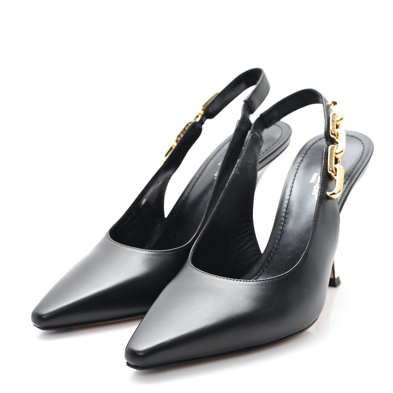 Louis Vuitton Calfskin Sparkle Slingback Pumps 37 Black 4 of 9