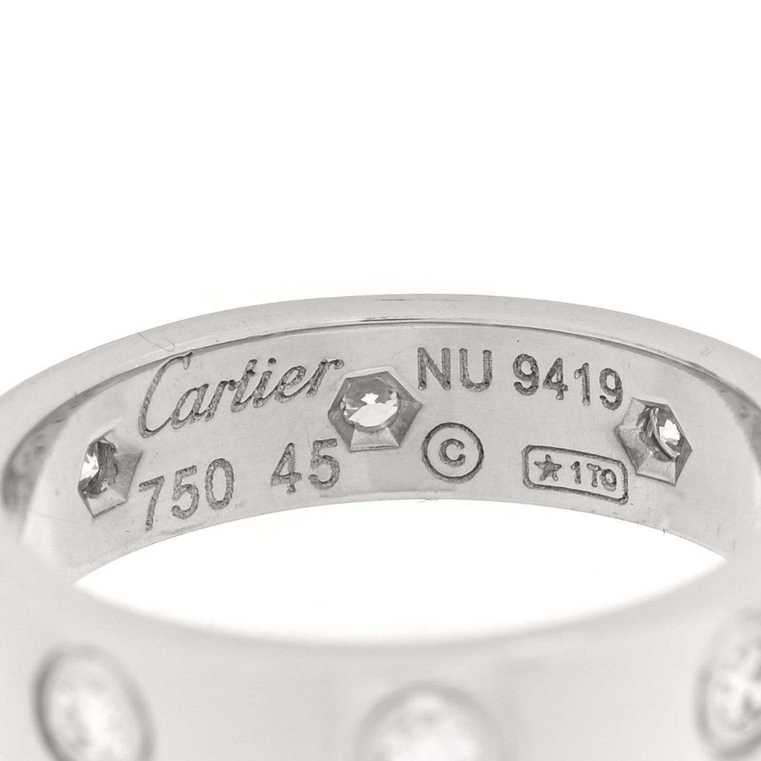 Cartier 18K White Gold 8 Diamond 4mm Wedding Band LOVE Ring 45 3.25 4 of 4