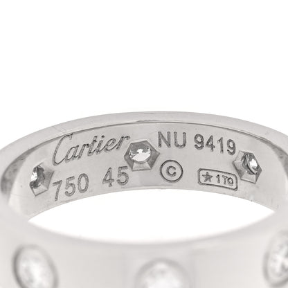 Cartier 18K White Gold 8 Diamond 4mm Wedding Band LOVE Ring 45 3.25 4 of 4