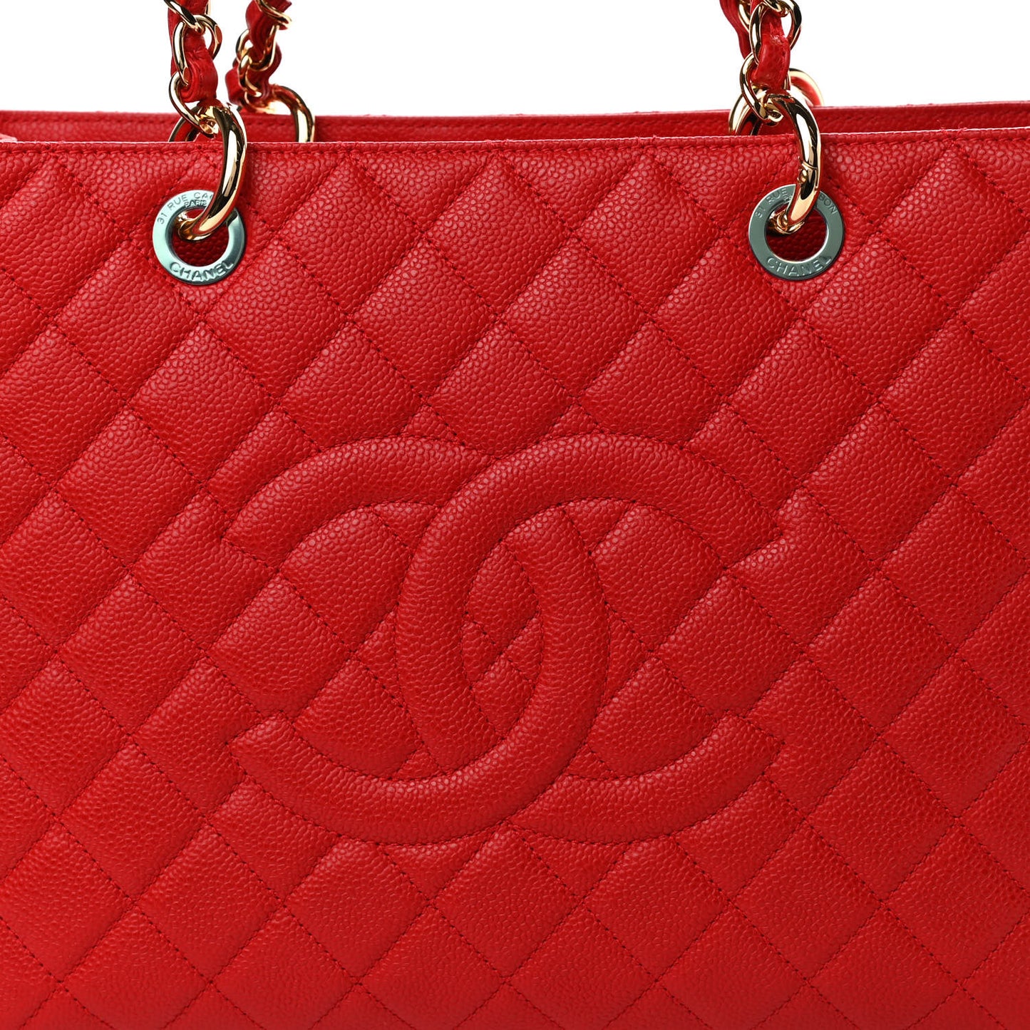 Caviar Quilted Grand Shopping Tote GST Red