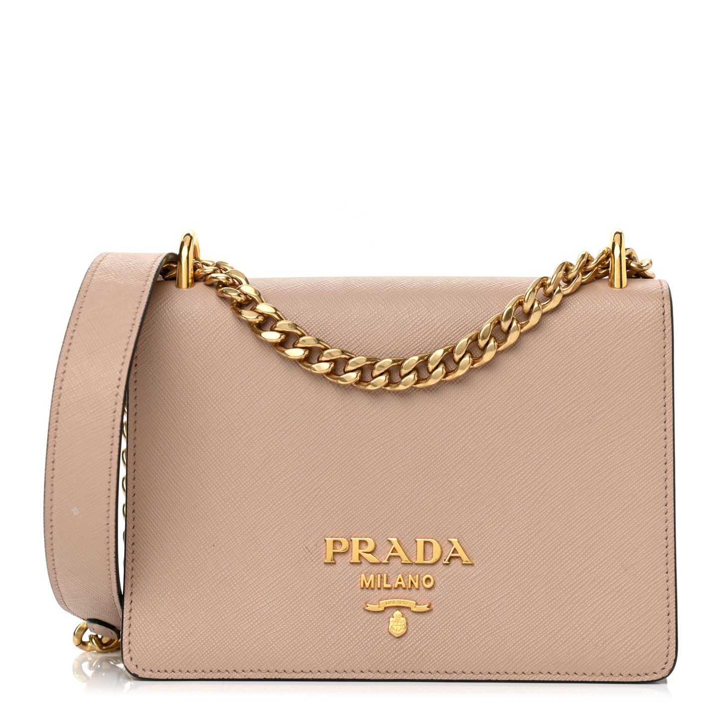 Saffiano Soft Calfskin Chain Crossbody Bag Cipria