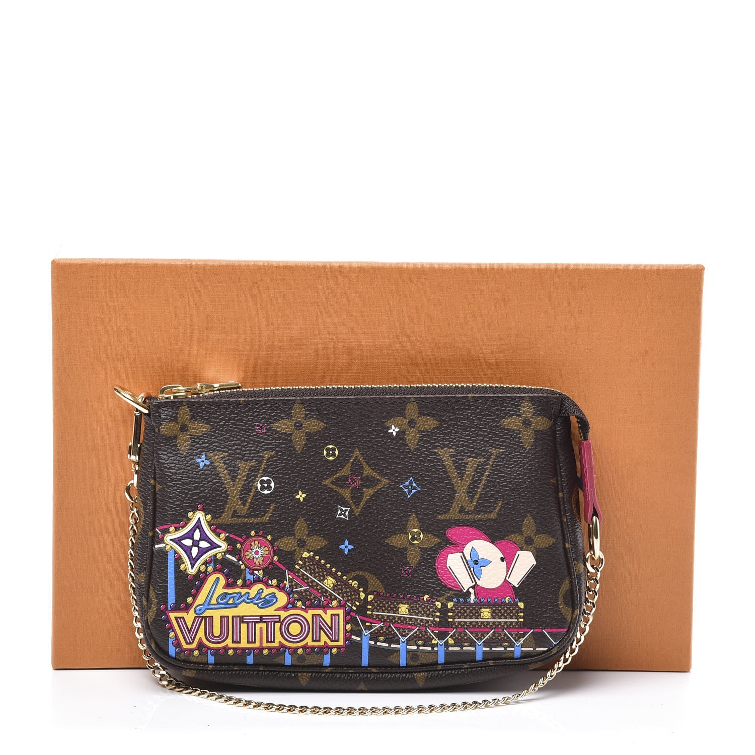 Louis Vuitton Monogram 2020 Christmas Animation Roller Coaster Mini Pochette Accessories Pivoine 9 of 9