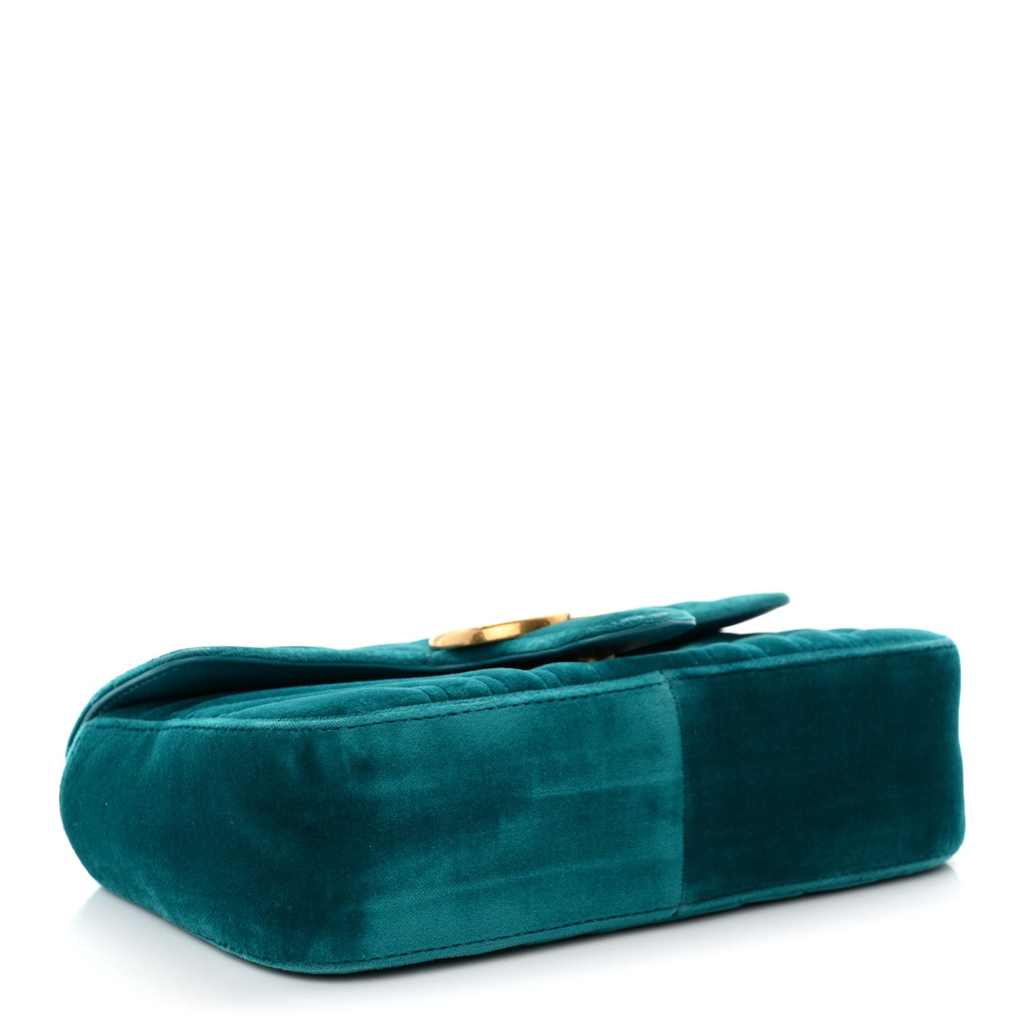 Gucci Velvet Matelasse Mini GG Marmont Shoulder Bag Pavone Cyan 4 of 11