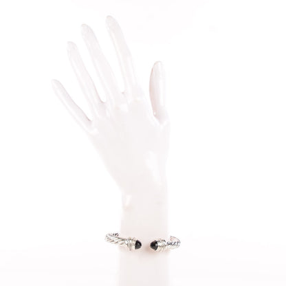 David Yurman Sterling Silver Diamond Black Onyx 8.5mm Crossover Hinge Bracelet 2 of 4