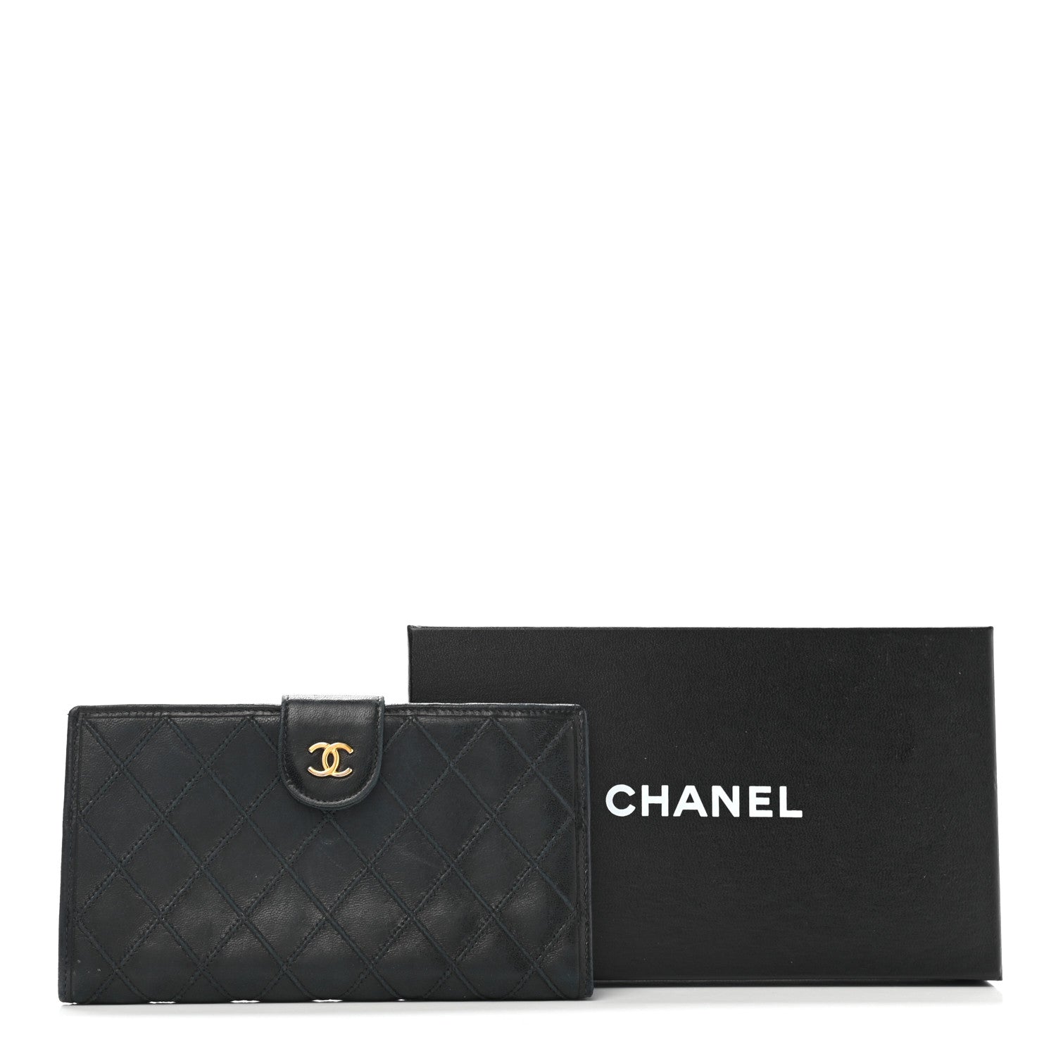 Chanel Lambskin Diamond Stitched French Wallet Black 11 of 11