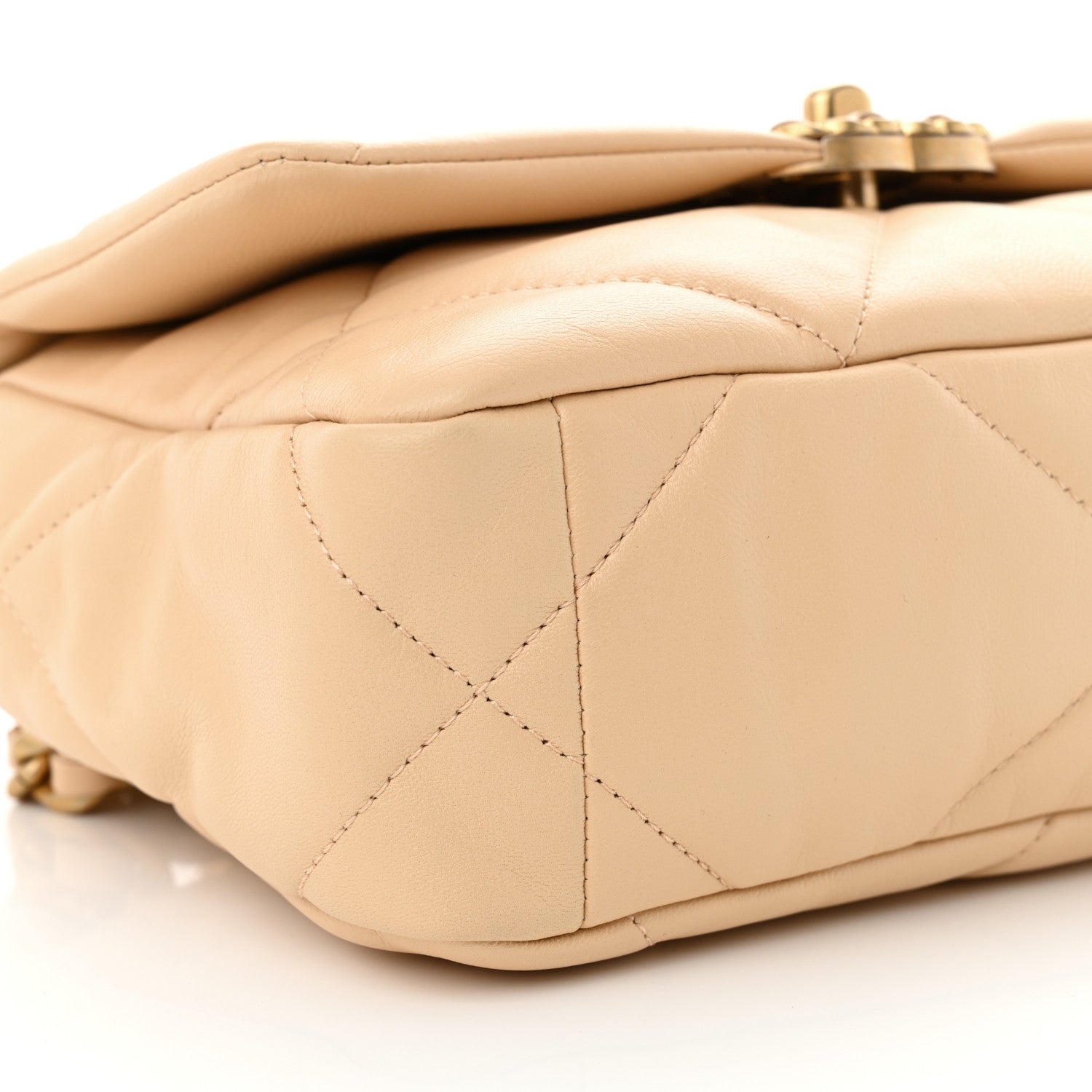 Chanel Shiny Goatskin Quilted Medium Chanel 19 Flap Beige 9 of 11