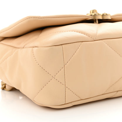 Chanel Shiny Goatskin Quilted Medium Chanel 19 Flap Beige 9 of 11
