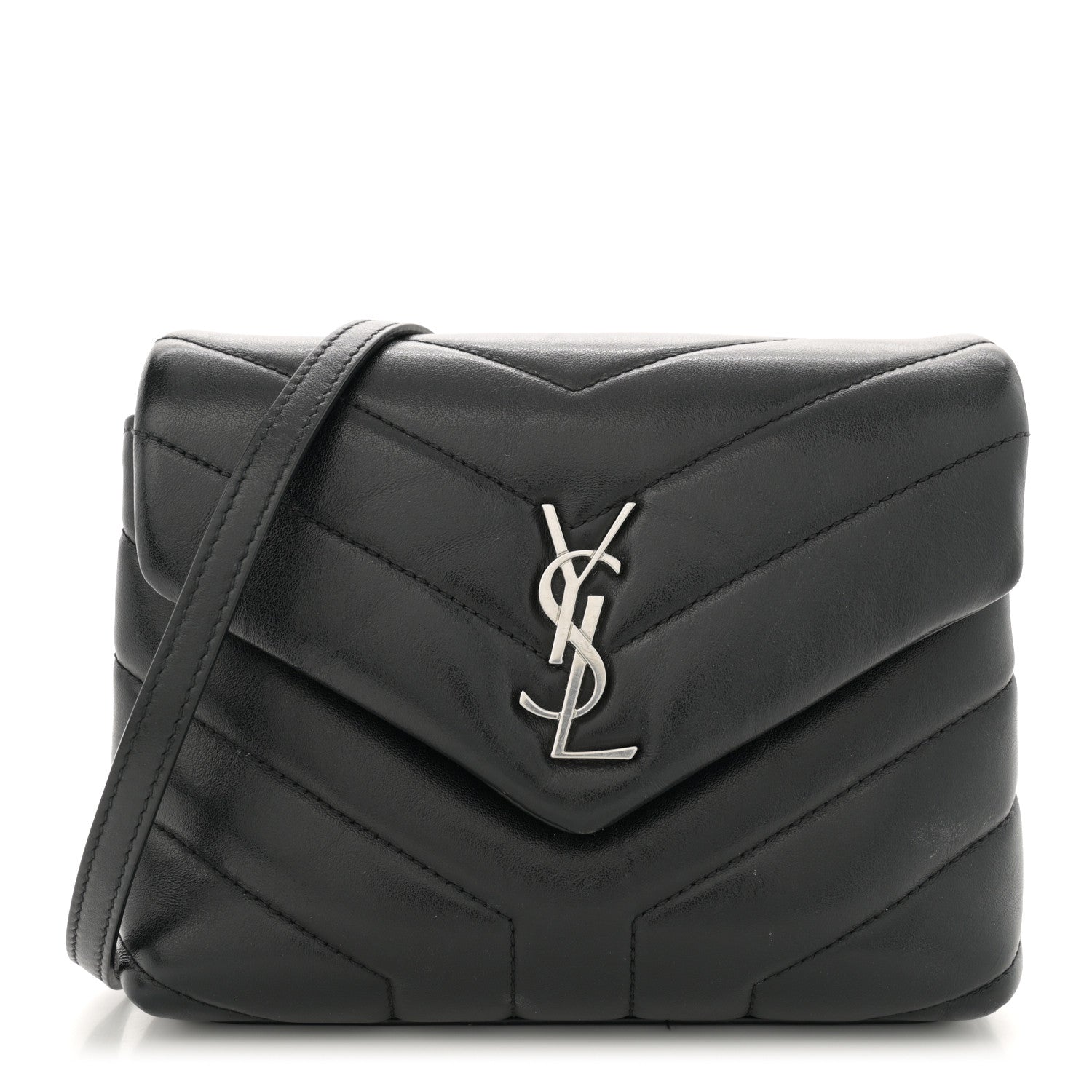 Saint Laurent Calfskin Y Quilted Monogram Toy Loulou Crossbody Bag Black 1 of 12