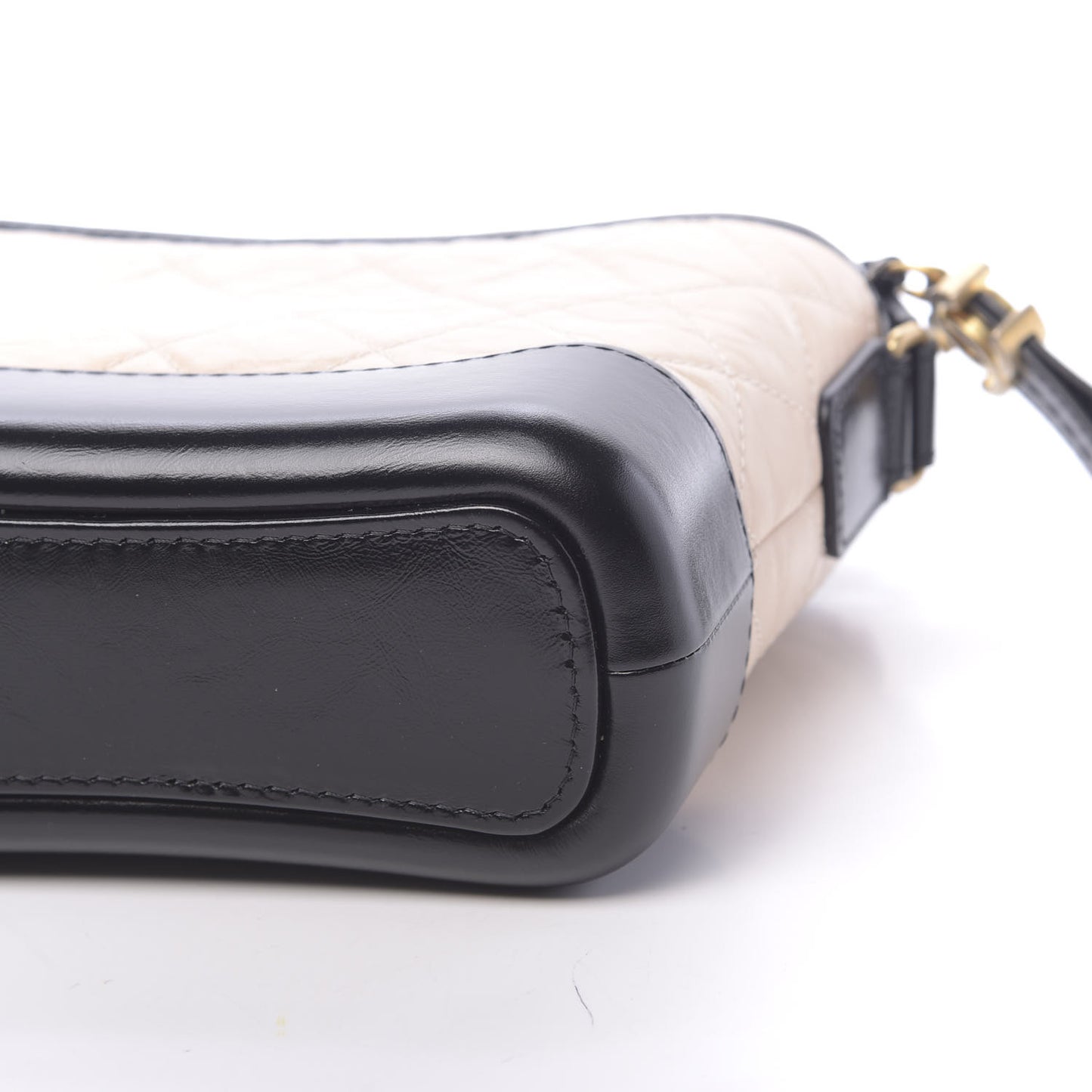 Aged Calfskin Quilted Small Gabrielle Hobo Beige Black