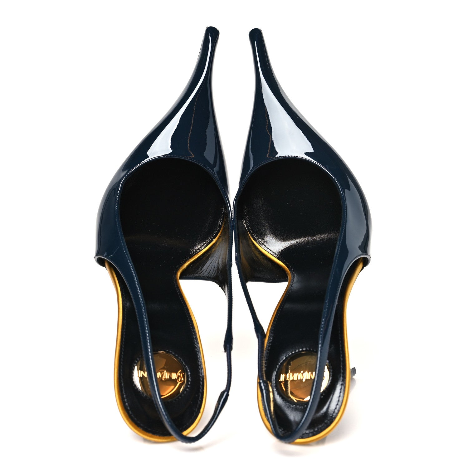 Saint Laurent Vernice Seta Slingback Pumps 38 Overnight 38 Blue 2 of 9