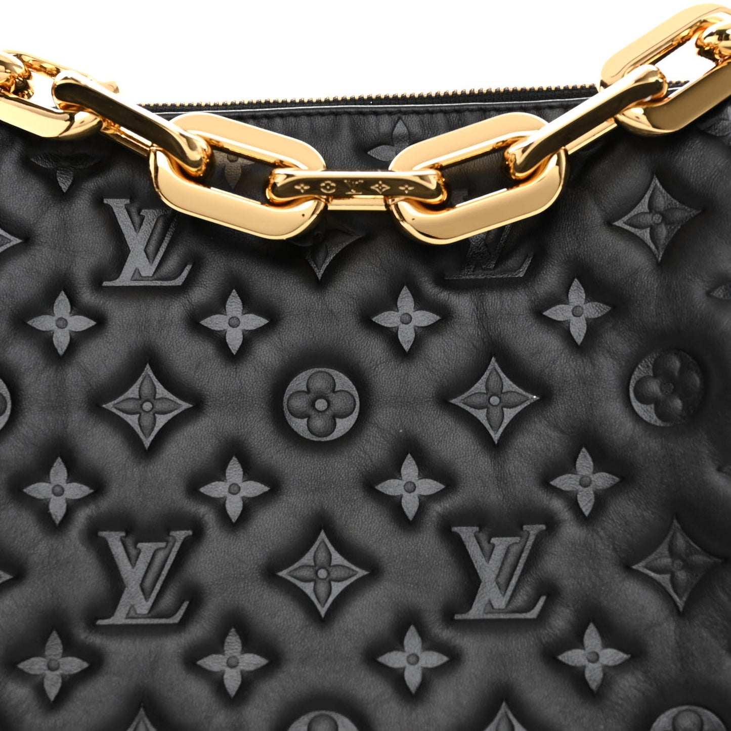 Lambskin Embossed Monogram Coussin MM Black