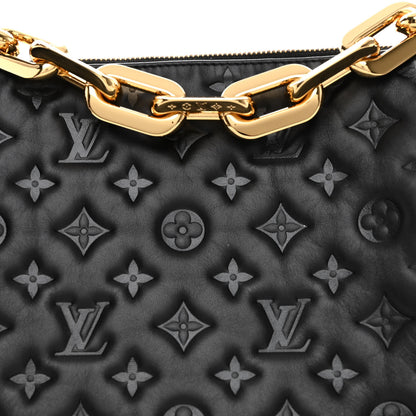 Louis Vuitton Lambskin Embossed Monogram Coussin MM Black 9 of 11