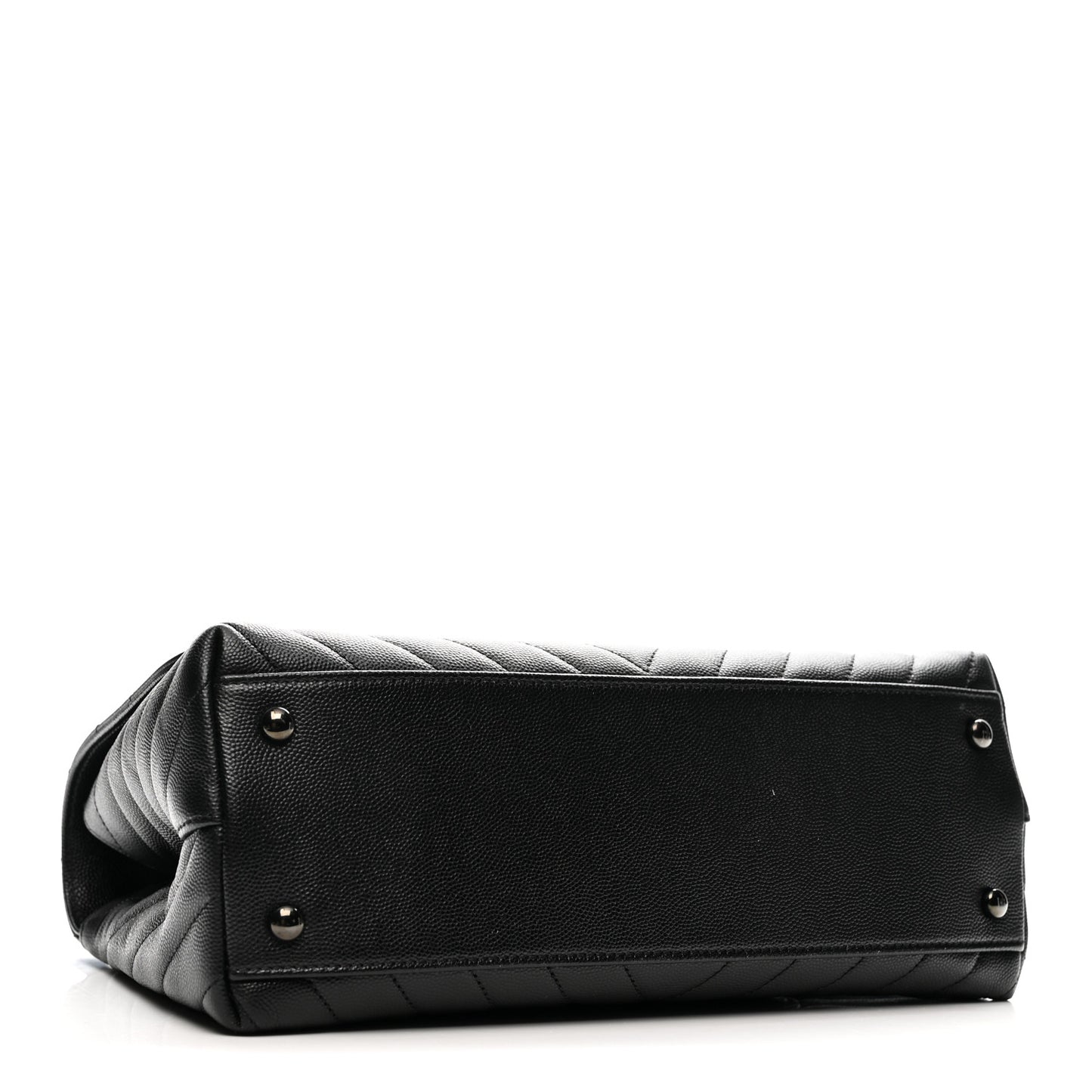 Caviar Chevron Quilted Small Coco Handle Flap So Black