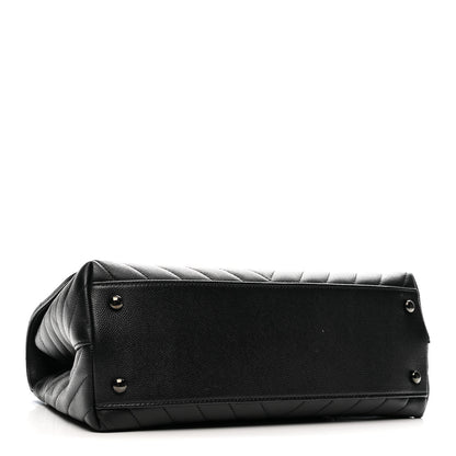 Chanel Caviar Chevron Quilted Small Coco Handle Flap So Black 4 of 13