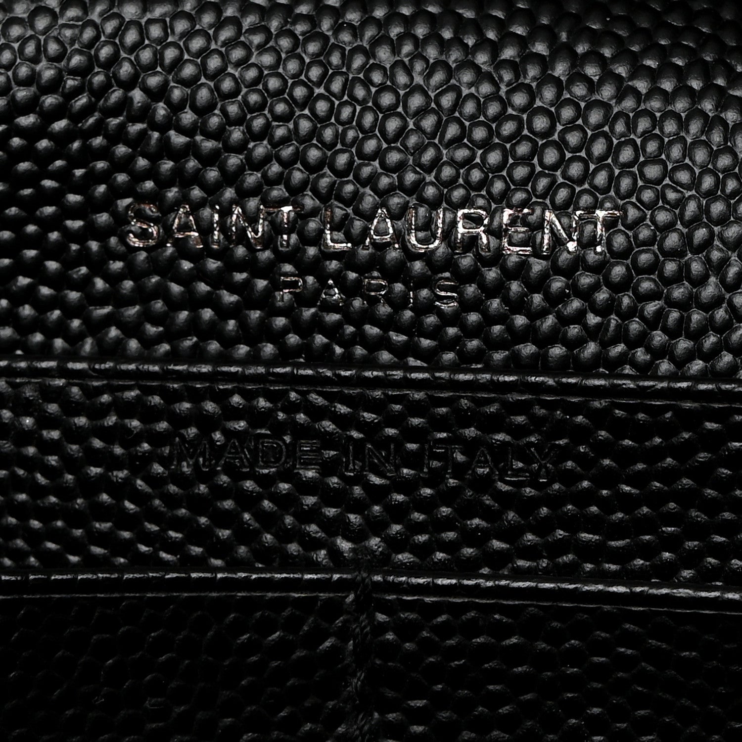 Saint Laurent Grain De Poudre Matelasse Chevron Monogram Monochrome Chain Wallet Black 6 of 10